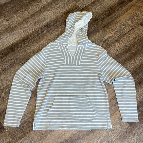Old Navy V-neck Hooded Shirt gray/white size Medium - Picture 1 of 3